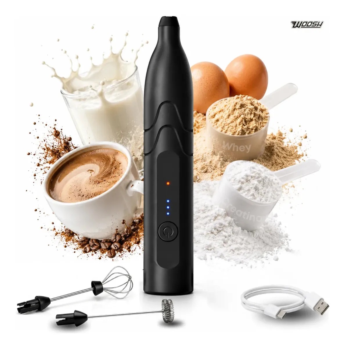 Mixer Elétrico Portátil 2 em 1 Recarregável