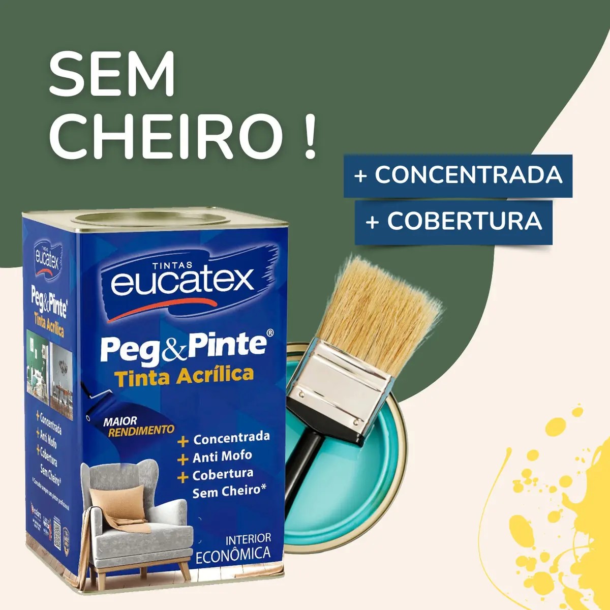 Tinta Eucatex Acrílica Pintura Parede Peg E Pinte (18 Cores)
