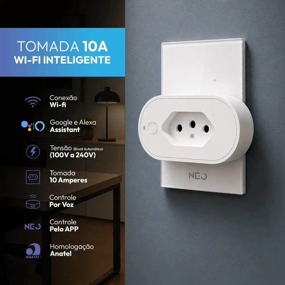 Tomada Inteligente Wi-fi 2.4 GHz 20A Bivolt Neo Avant