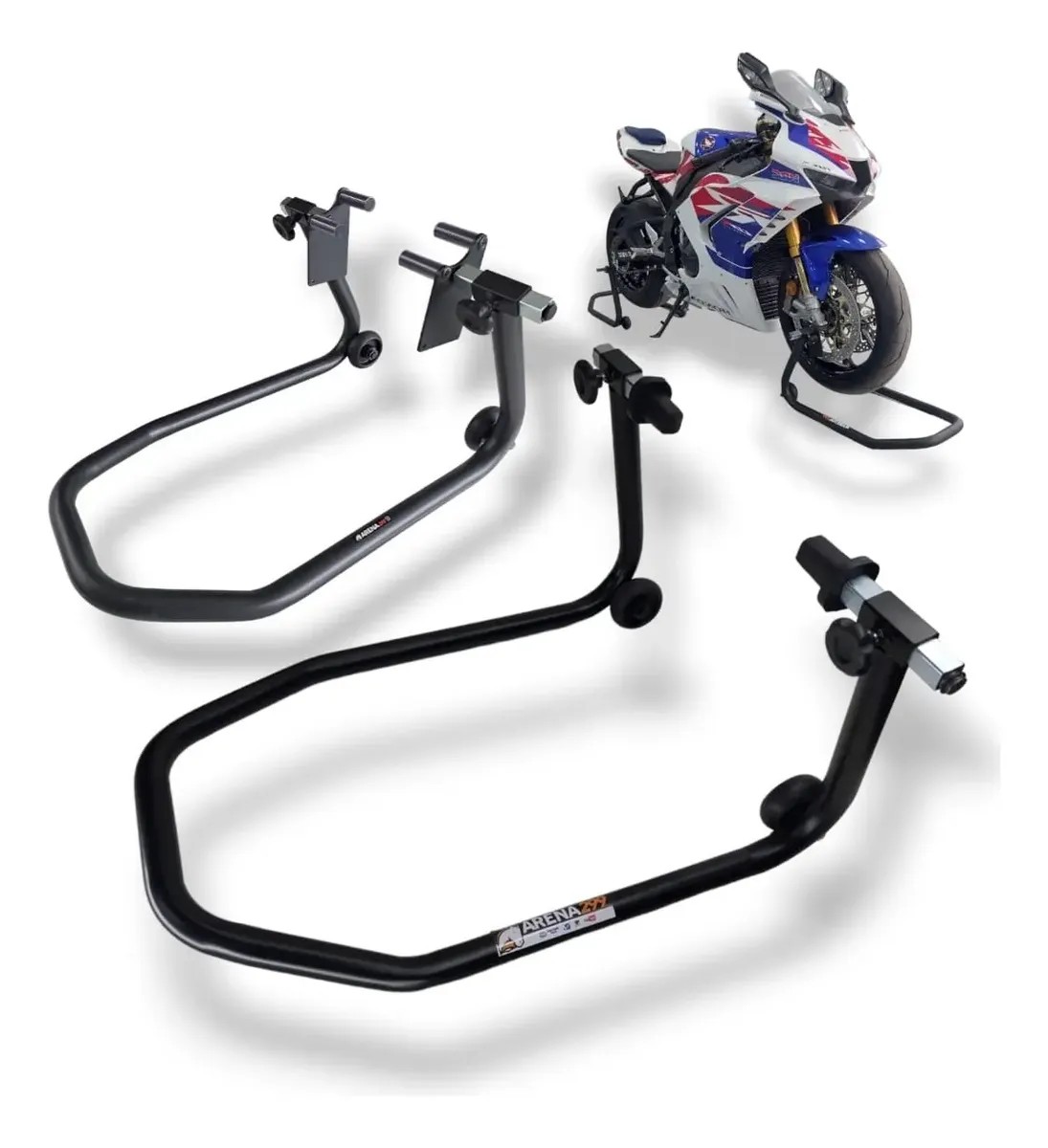 Cavalete Traseiro e Dianteiro para Motos (Honda, Yamaha, Suzuki)