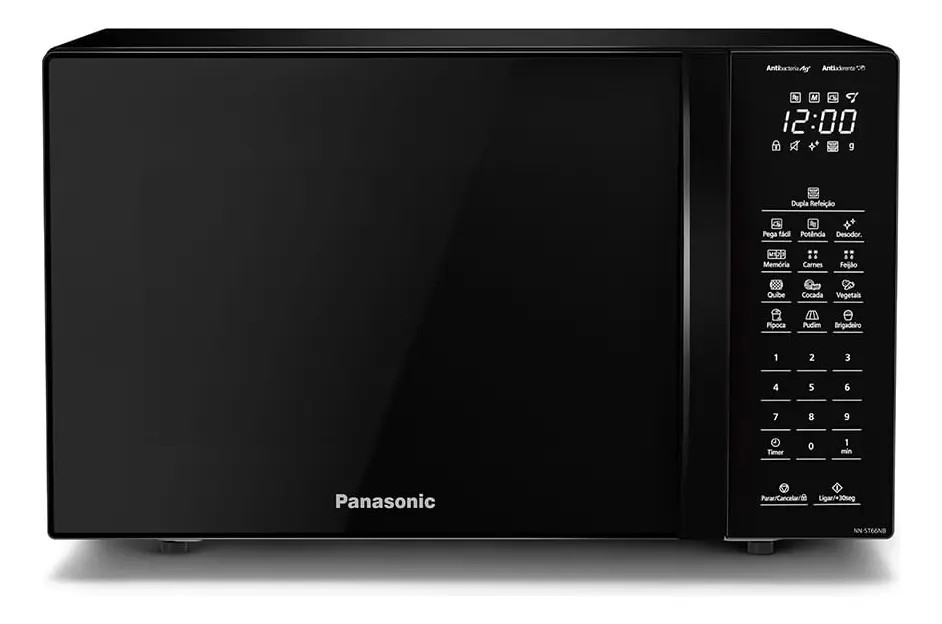 Microondas Panasonic Black Glass 34L Dupla Refeição (NN-ST66NBRU)