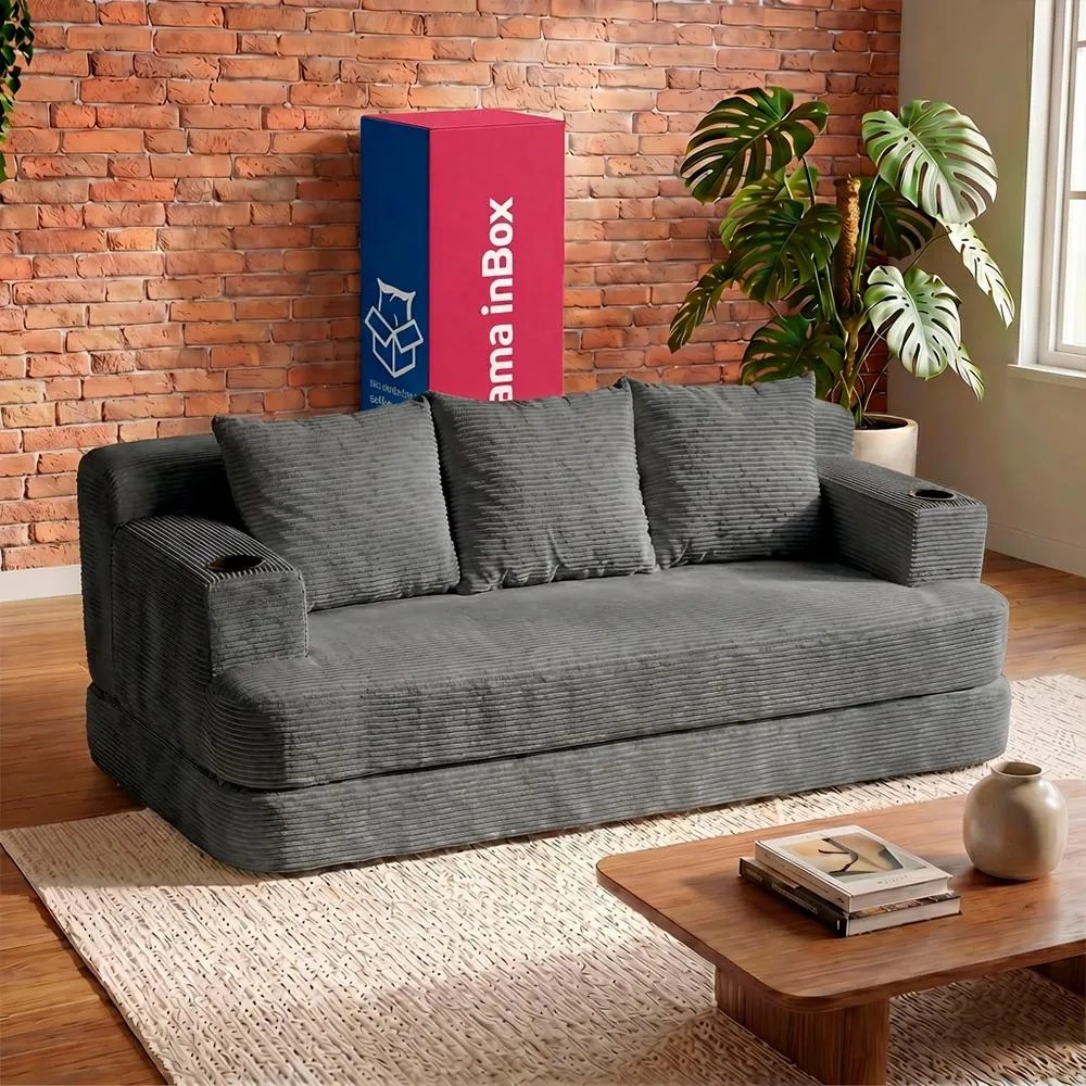 Sofá Cama Nami. 1,88m Xpand Tech Tecido Velourê Cama Inbox