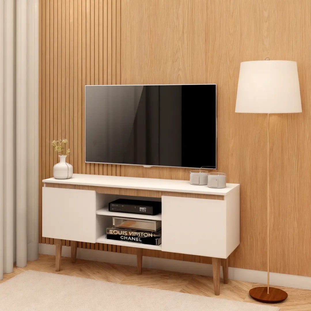 Rack Branco Para Sala - Estante Moderna E Compacta Branco