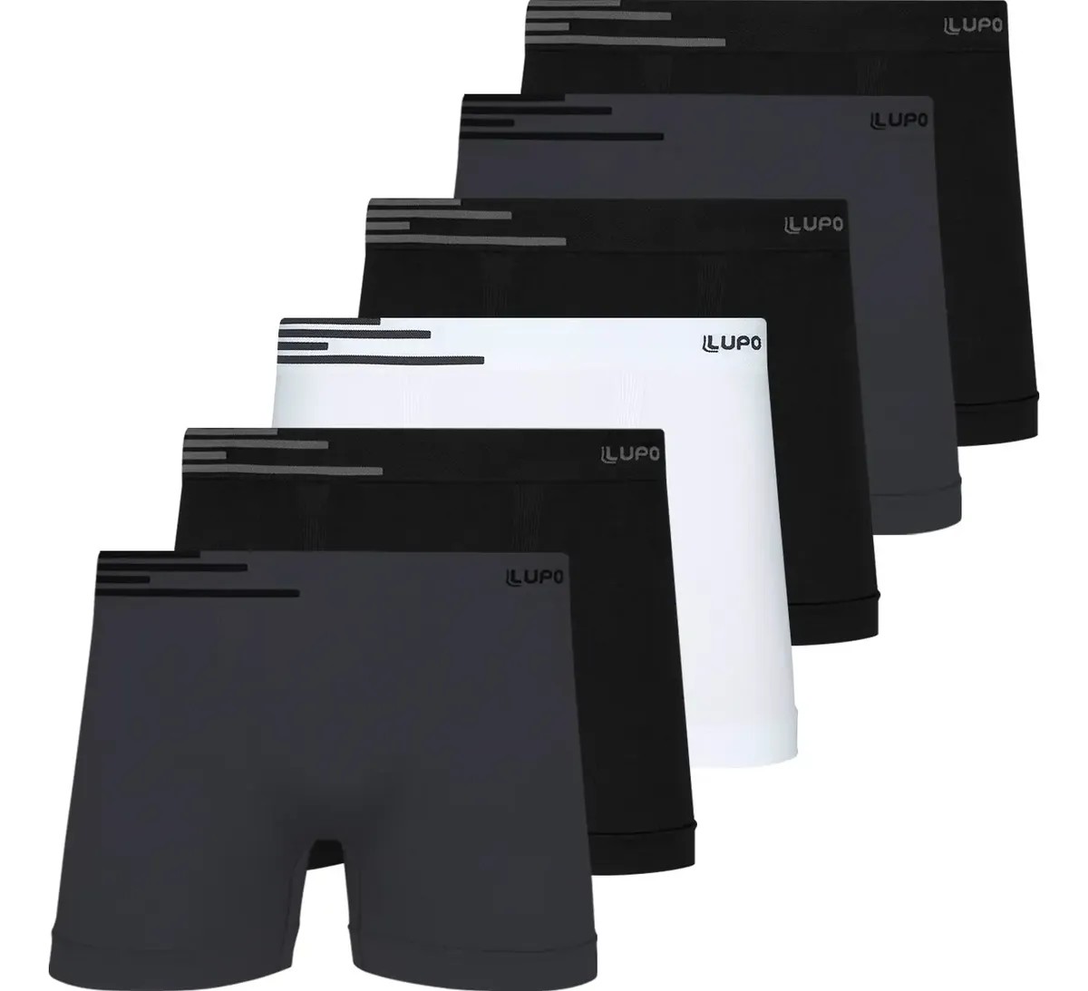 Kit 6 Cuecas Lupo Boxer Box Sem Costura Basic Microfibra