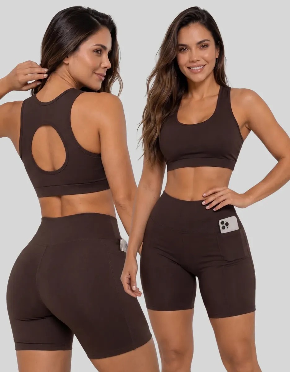 Conjunto Academia Top E Bermuda Com Bolso Zero Transparência
