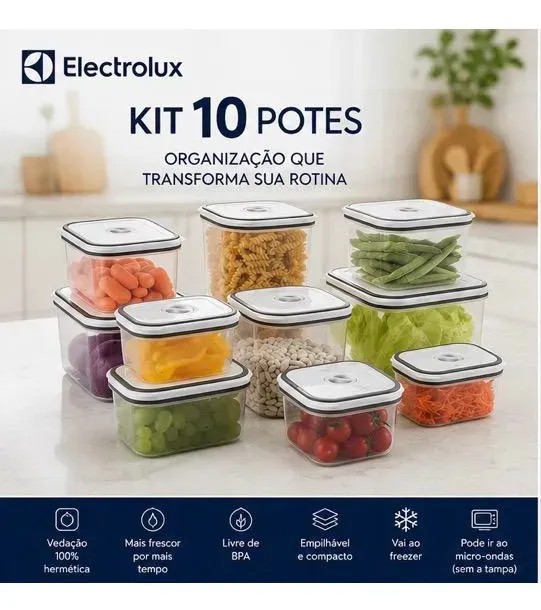 Conjunto De 10 Potes Herméticos De Plástico - Electrolux
