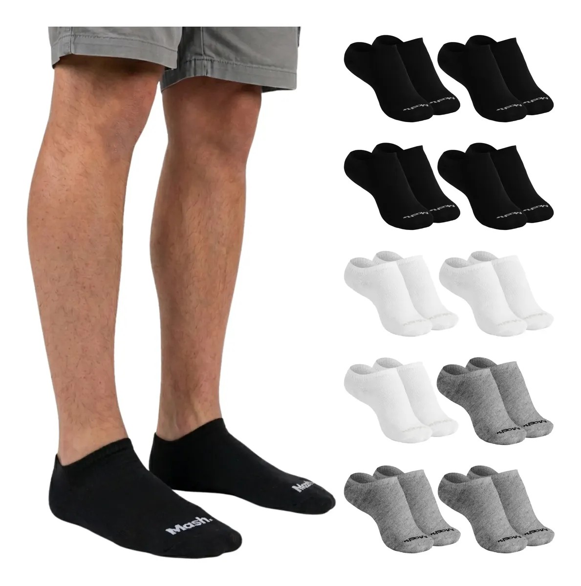 Kit com 10 Pares Meia Invisível Soquete Mash