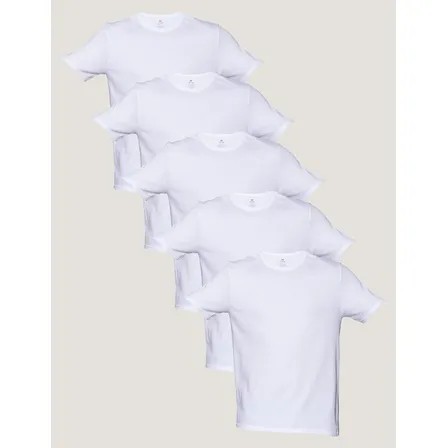 Kit 5 Camisetas Básicas Masculinas Algodão Branca Hering  Branco G Liso