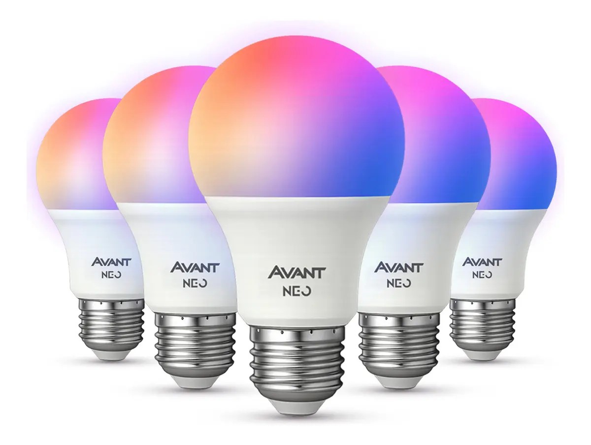 Kit 05 Lâmpada Inteligente Avant 10W RGB