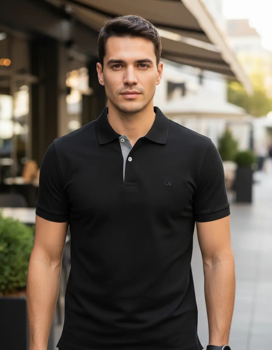 Camisa Social Gola Polo Ogochi Slim Manga Curta (13 cores)