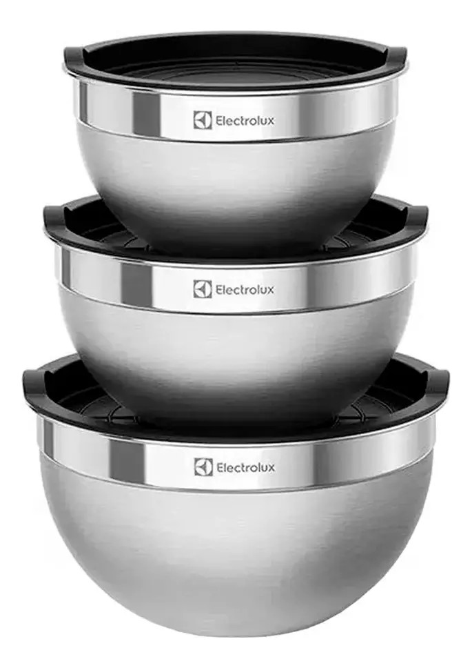 Conjunto 3 Bowls de Inox Electrolux com Tampa