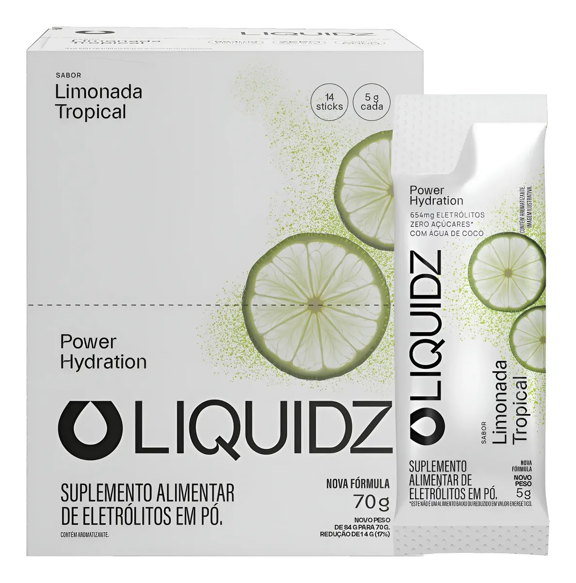 Display 14 Sachês Liquidz® Eletrólitos Zero Açúcar Limonada Tropical