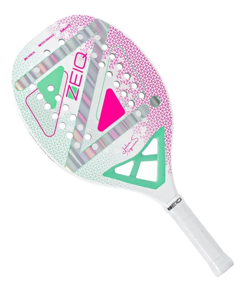 Raquete De Beach Tennis Zeiq Advanced Julia Nogueira 3k Branco