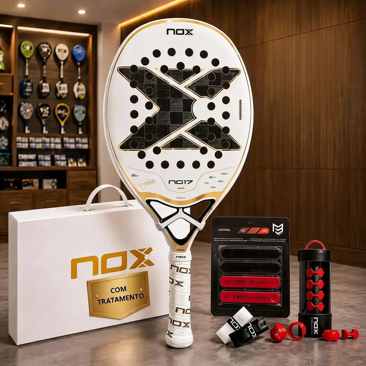 Raquete De Beach Tennis Nox Ng17 2026 - Com Tratamento Branco