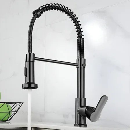 Torneira Cozinha Gourmet Bancada Flexível Monocomando Pia Preto B22-black