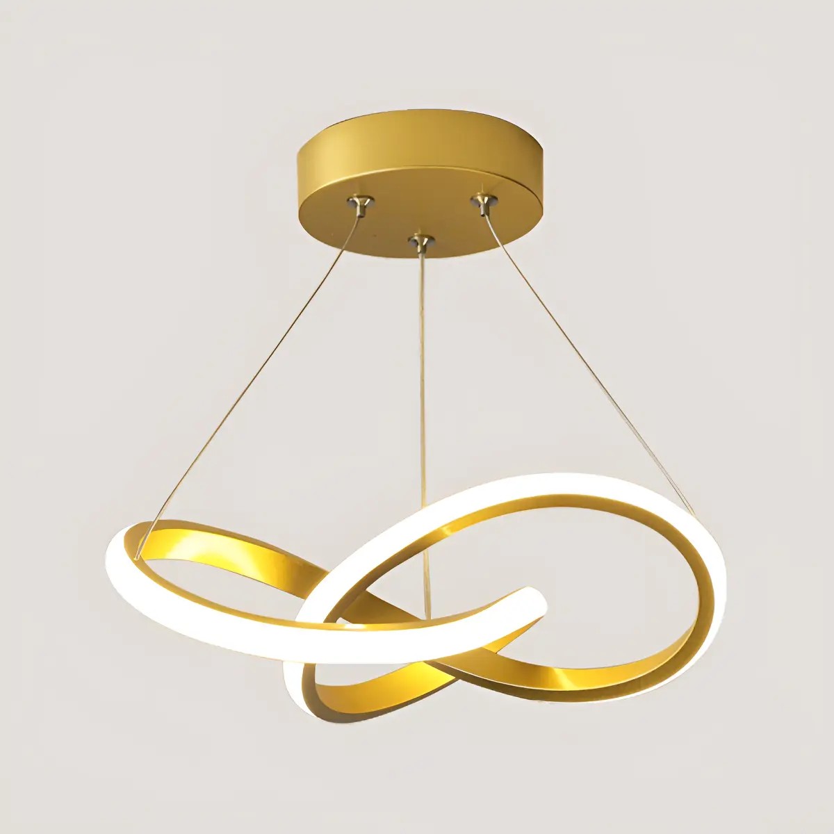 Lustre Pendente Moderna Led Dourado Redondo Sala