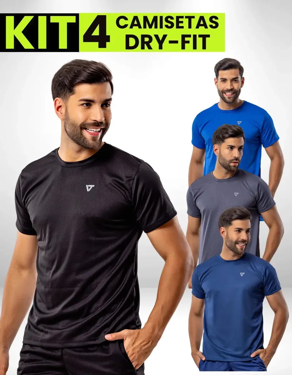 Kit 4 Camisetas Blusas Dry Fit Treino Masculina Academia