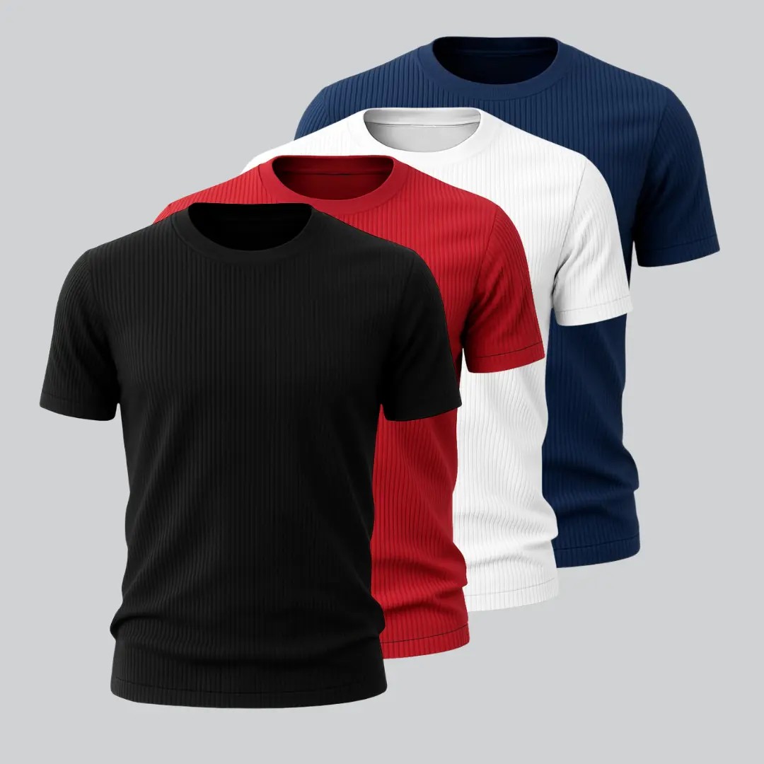 Kit 4 Camisetas Canelada Americana Ribana