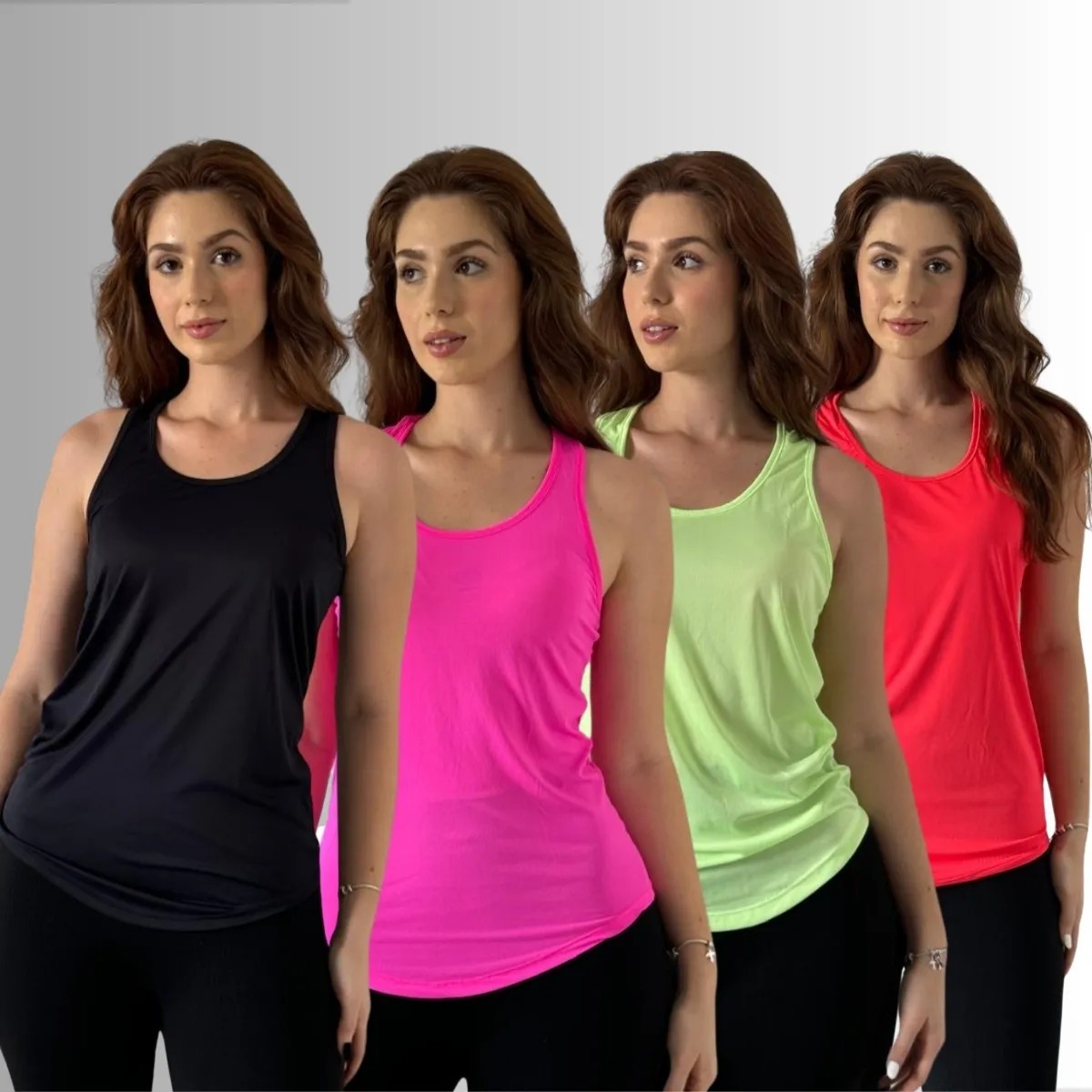 Kit 4 Regata Feminina Dry Fit Roupa Academia Blusa Fitness