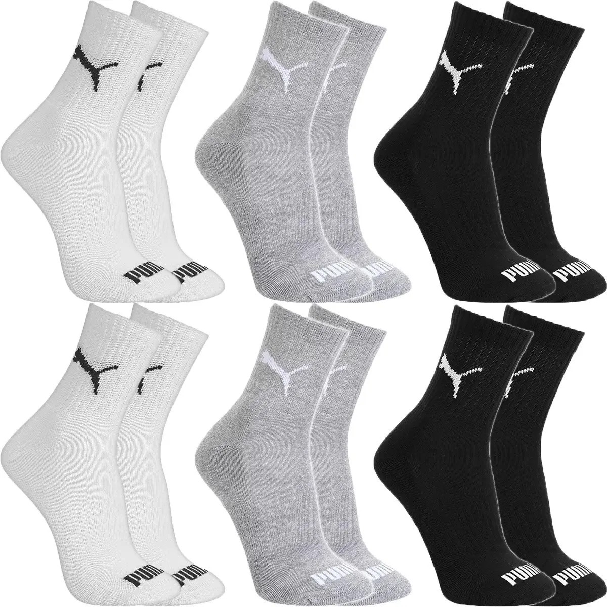 Kit com 6 Pares Meias Puma Cano Médio Alto
