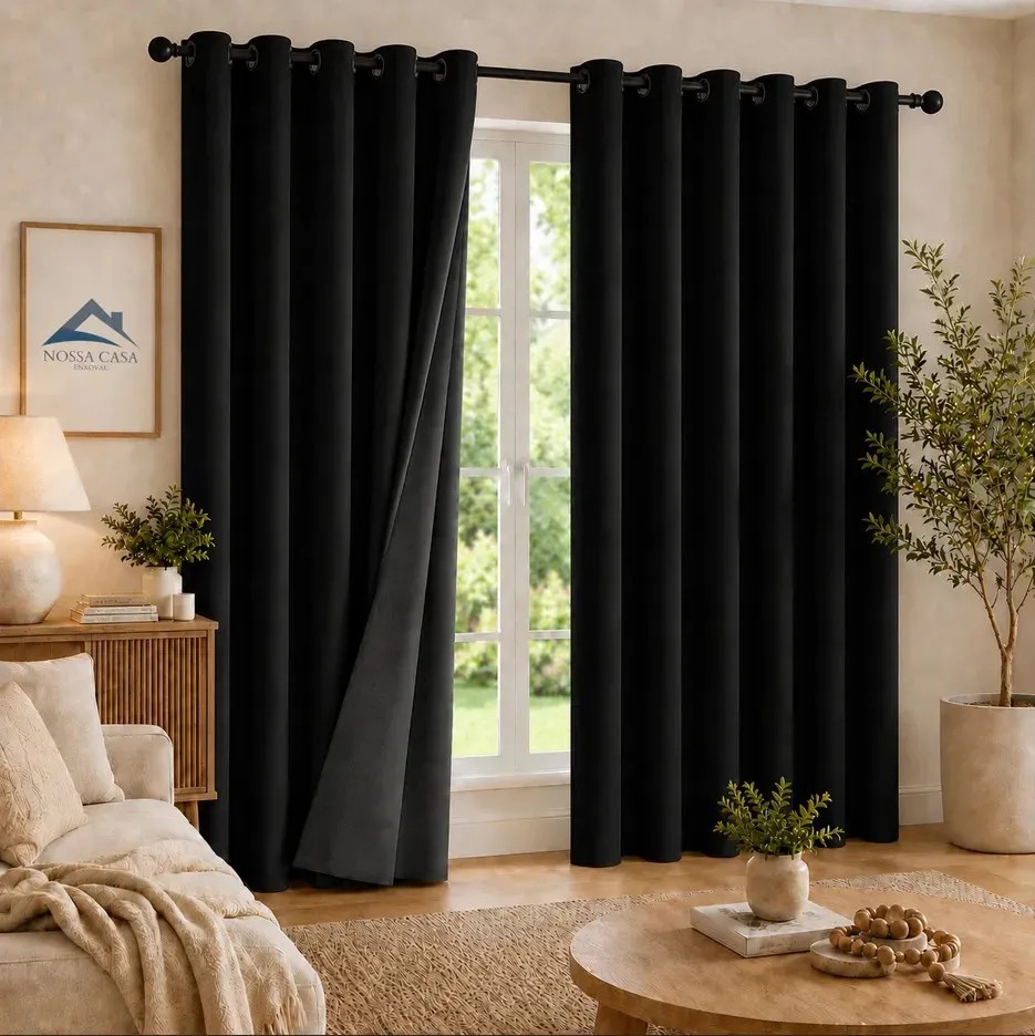 Cortina Blackout Corta Luz Blecaute 2,80 X 2,30 Sala/quarto Fabritex Enxovais Cor Preto