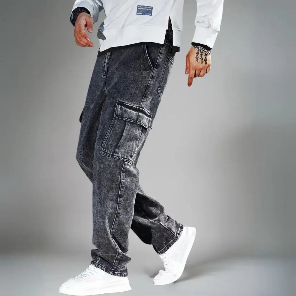 Calça Jeans Cargo Streetwear Masculina