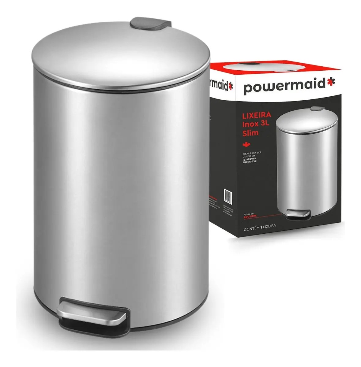 Lixeira Inox Slim 3L: limpeza prática e elegante com pedal! ✨