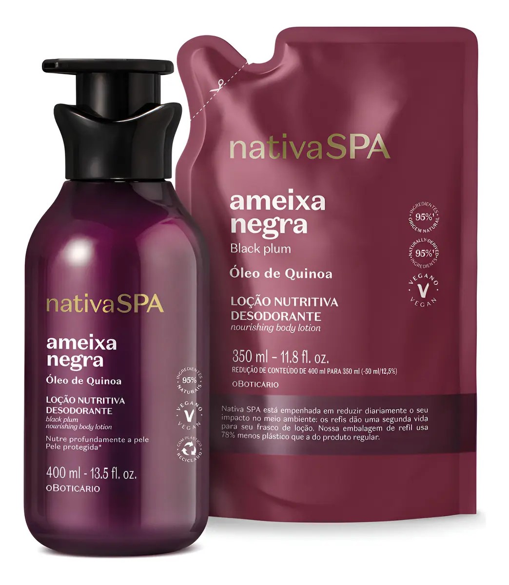 Kit Ameixa Negra! Loção e refil 750ml para pele macia!
