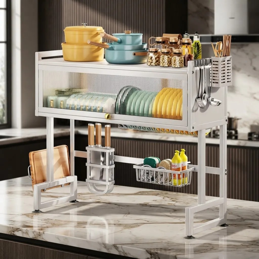 Escorredor De Pratos Louça Preto Cozinha Suspensa 65cm 18pçs