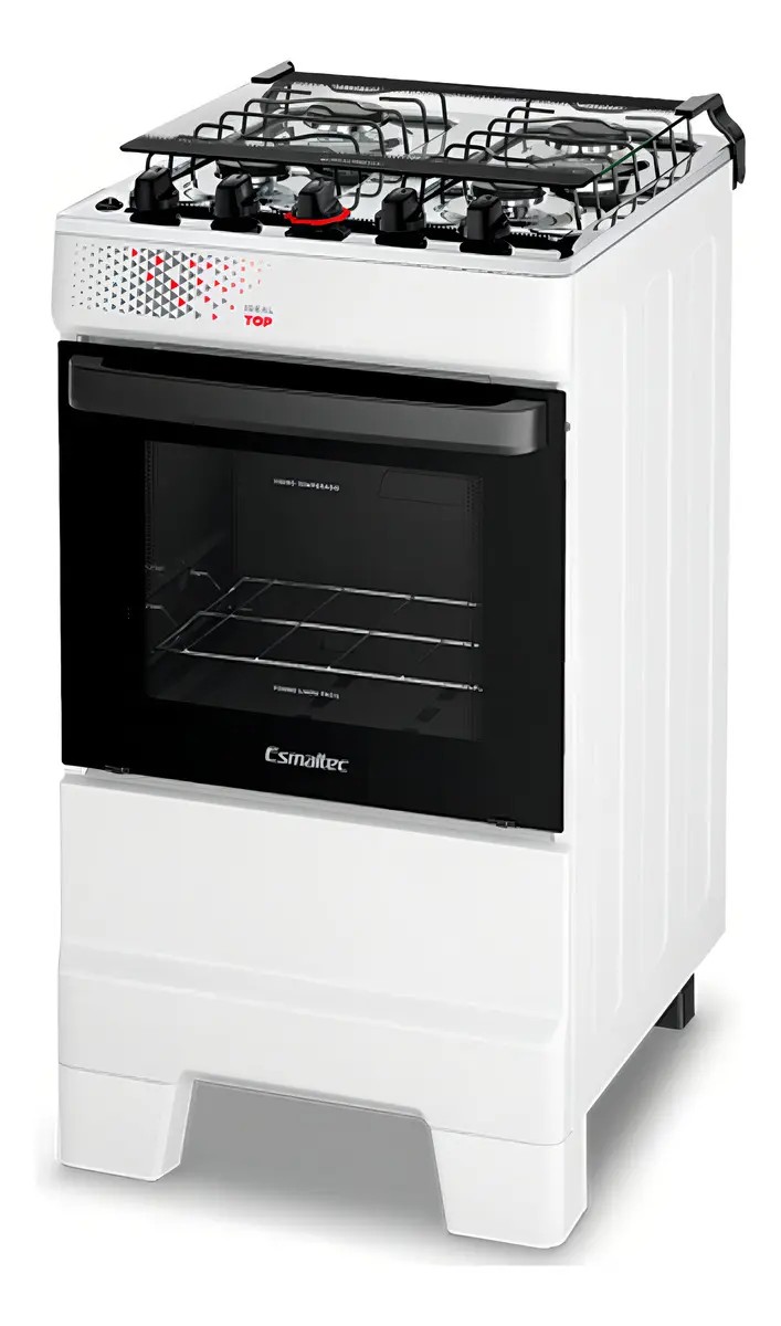 Fogão 4 Bocas Esmaltec Ideal Top Branco Inox T4iab
