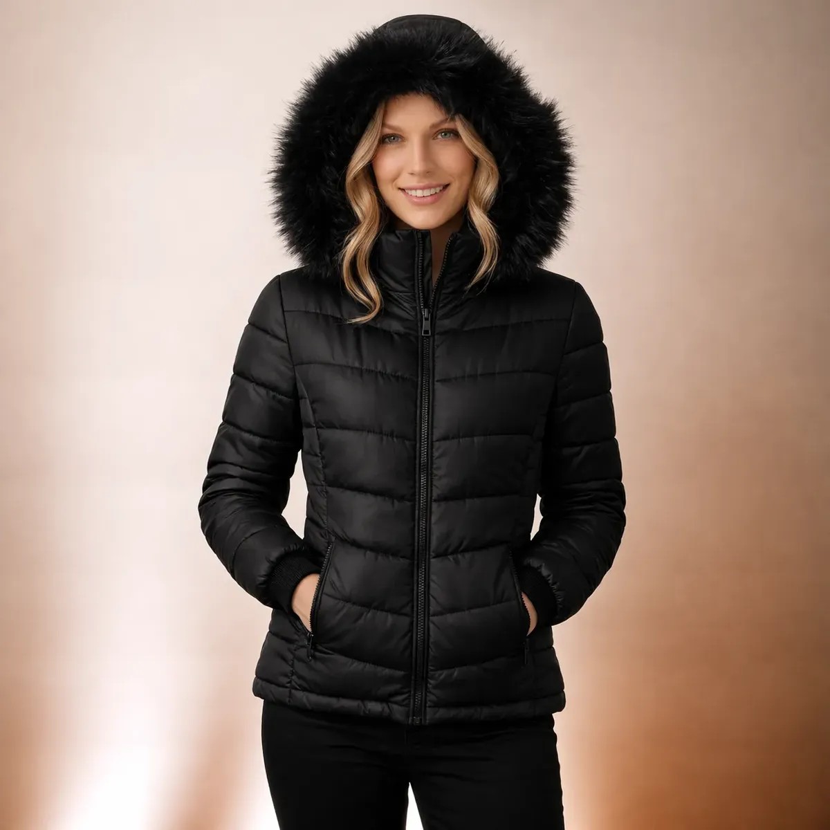 Jaqueta Puffer Bobojaco Capuz Nylon Forrada Feminina