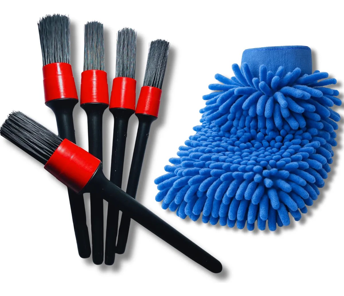 Kit Limpeza Automotiva Pincéis Detalhamento + Luva Carro