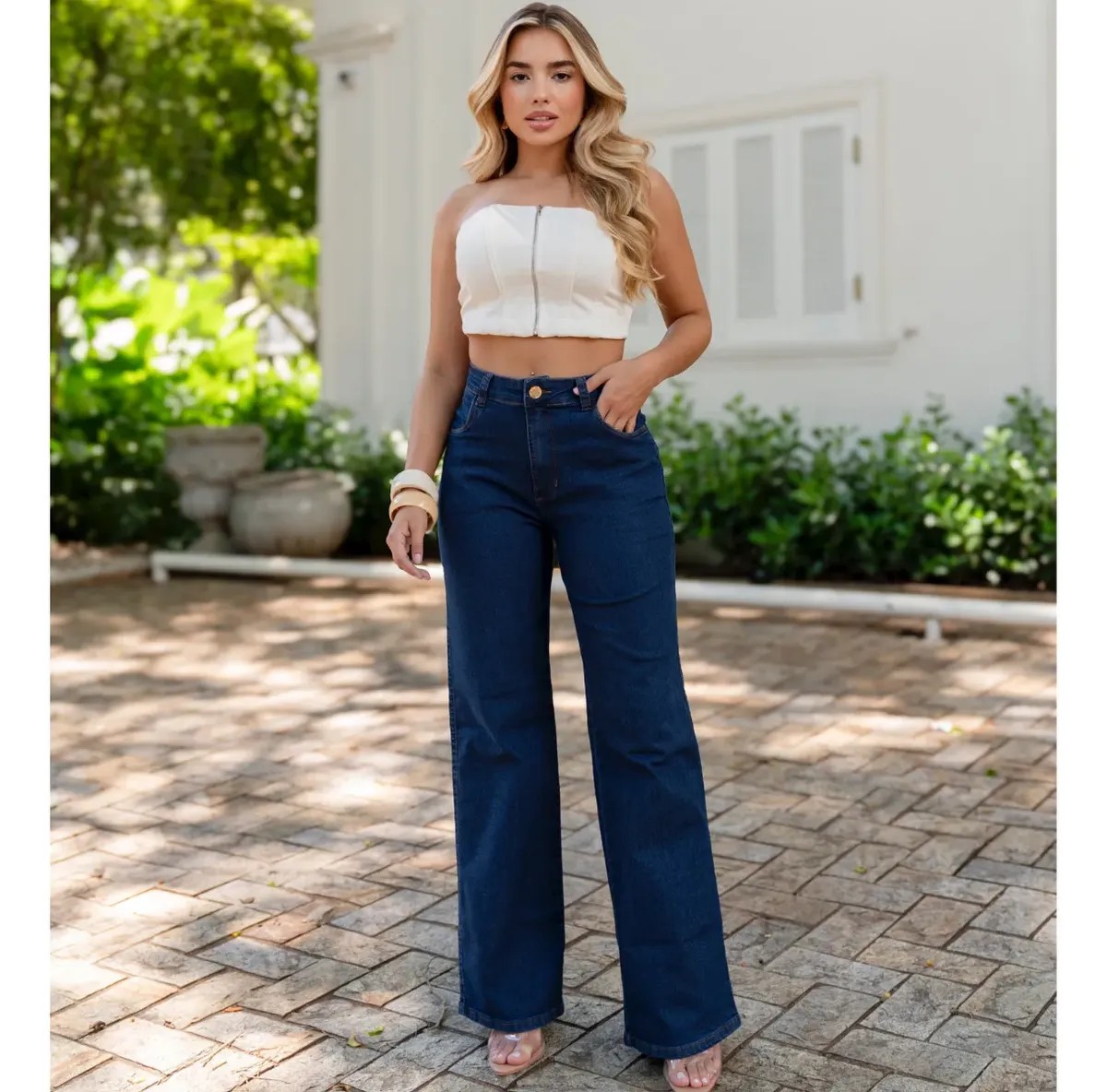 Calça Jeans Wide Leg Lycra (2 Cores)