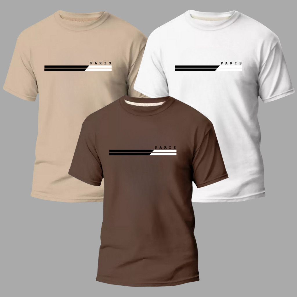 Kit 3 Camisas Blusas Masculinas 100% Algodão StreetWear Premium Conforto Moda Casual Street Paris