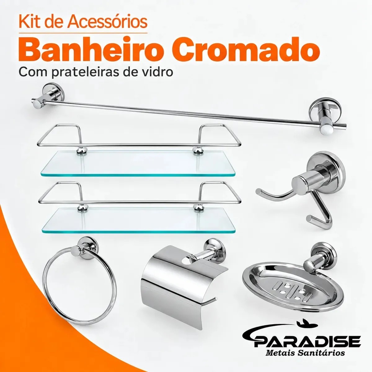 Kit Inox p/ Banheiro: 2 Porta Shampoos! ✨ Elegância e organização!