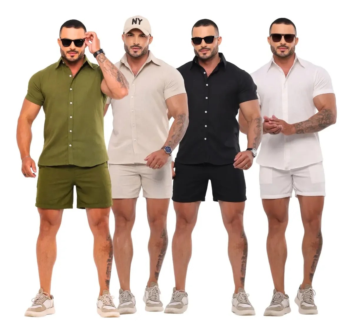 Conjunto Linho Camisa + Shorts Mauricinho com Bolso (4 cores)