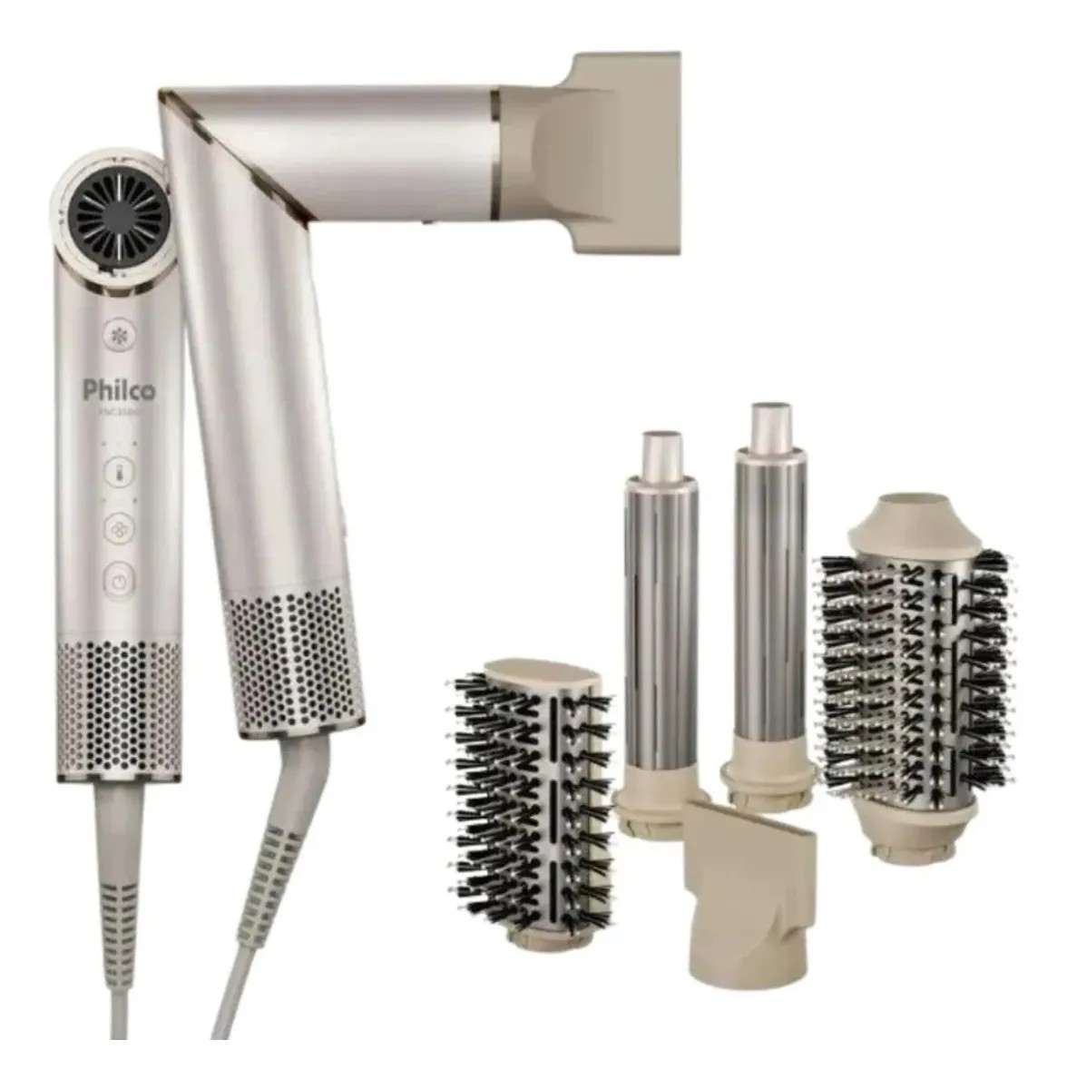 Secador Philco 4 em 1 dobrável BLDC prateado para cabelos perfeitos! ✨