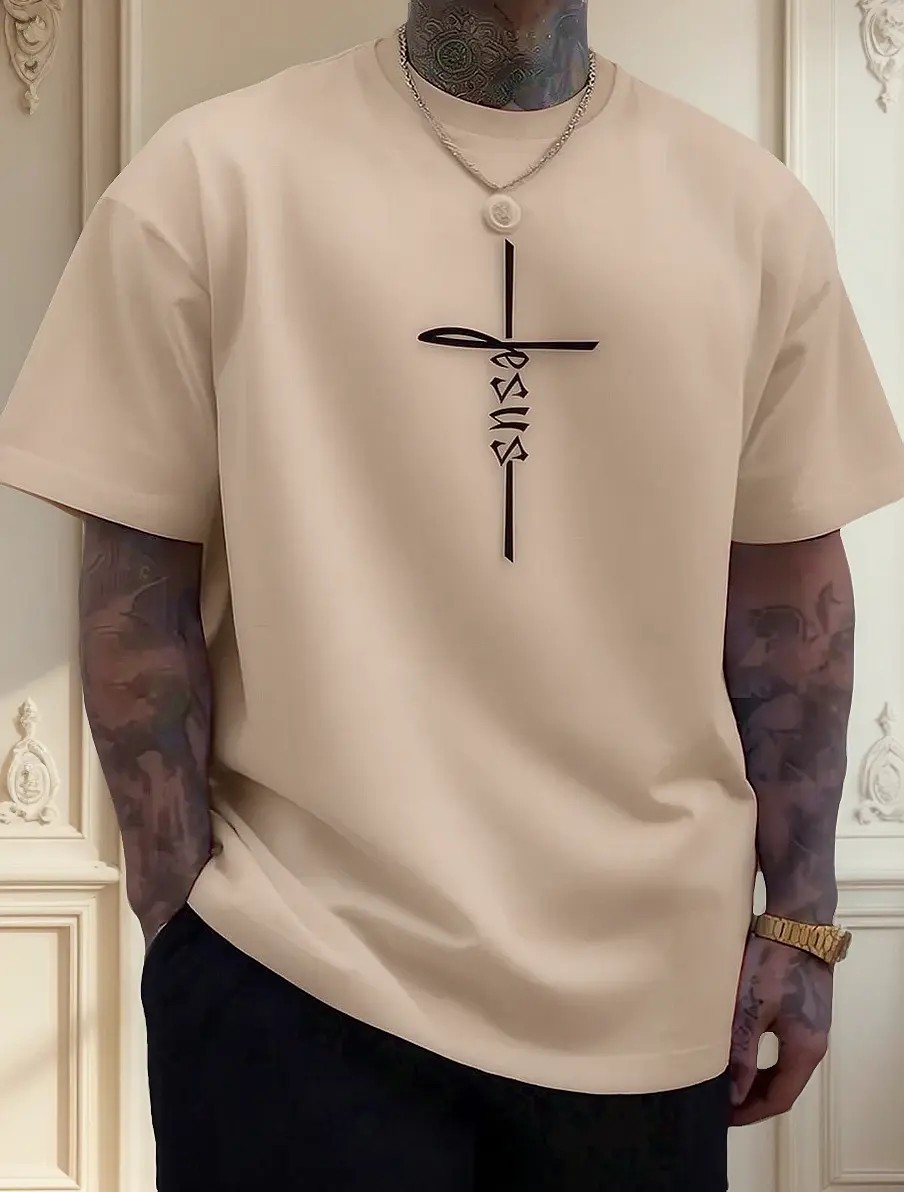 Camiseta Masculina Básica Cruz De Jesus Algodão
