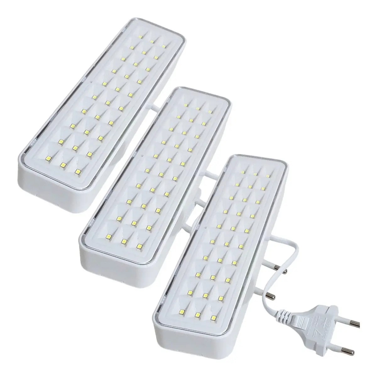 3 Luminárias Emergência Elgin Recarregável Lâmpada 30 LEDs