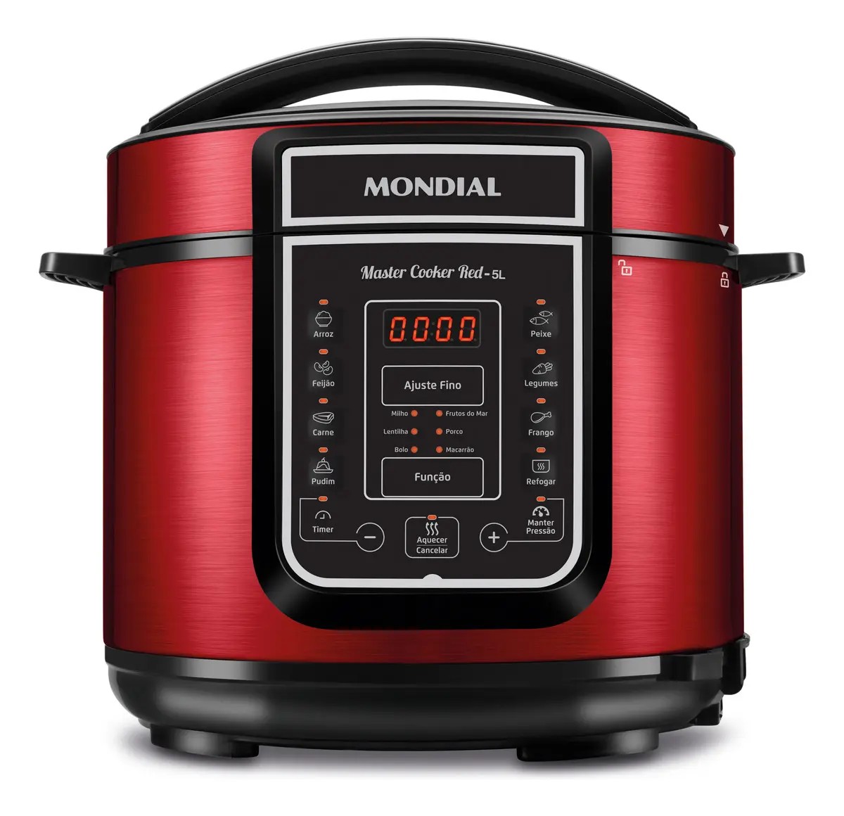 MONDIAL Panela de Pressão Elétrica Digital 5L, Vermelho/Inox, 900W, 220V - PE-39