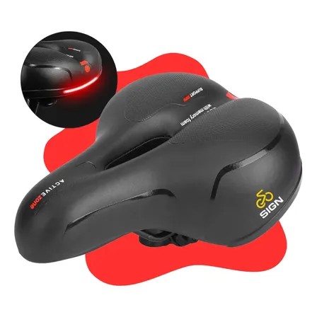 Banco Bike Selim Grande Para Bicicleta Super Comfort Molas Vazado Gel Tech Com Refletor Spinning Mtb Confortável Resistente Cor Preto Sign