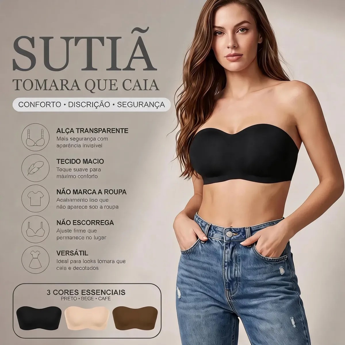 SUTIÃ QUE NÃO ESCORREGA E SOME SOB A ROUPA