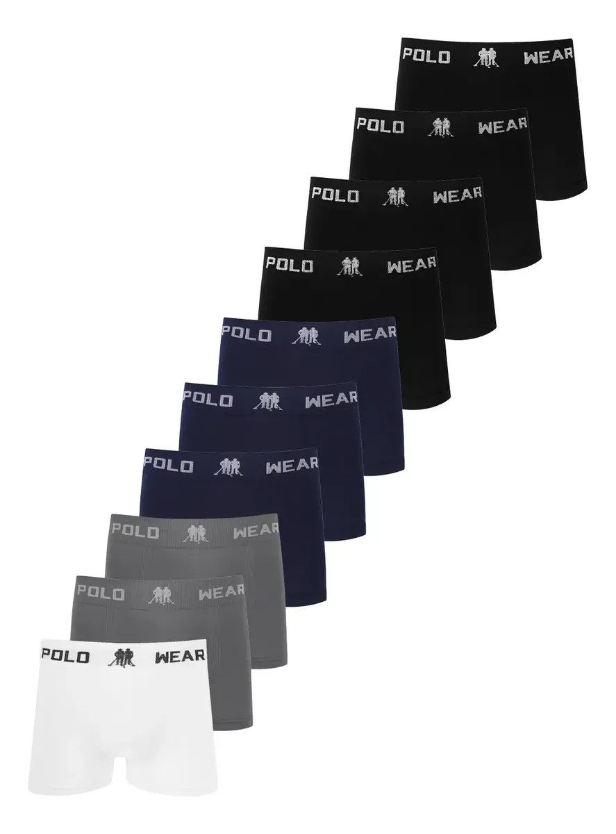 Kit com 10 Cuecas Boxer Lisa Polo Wear