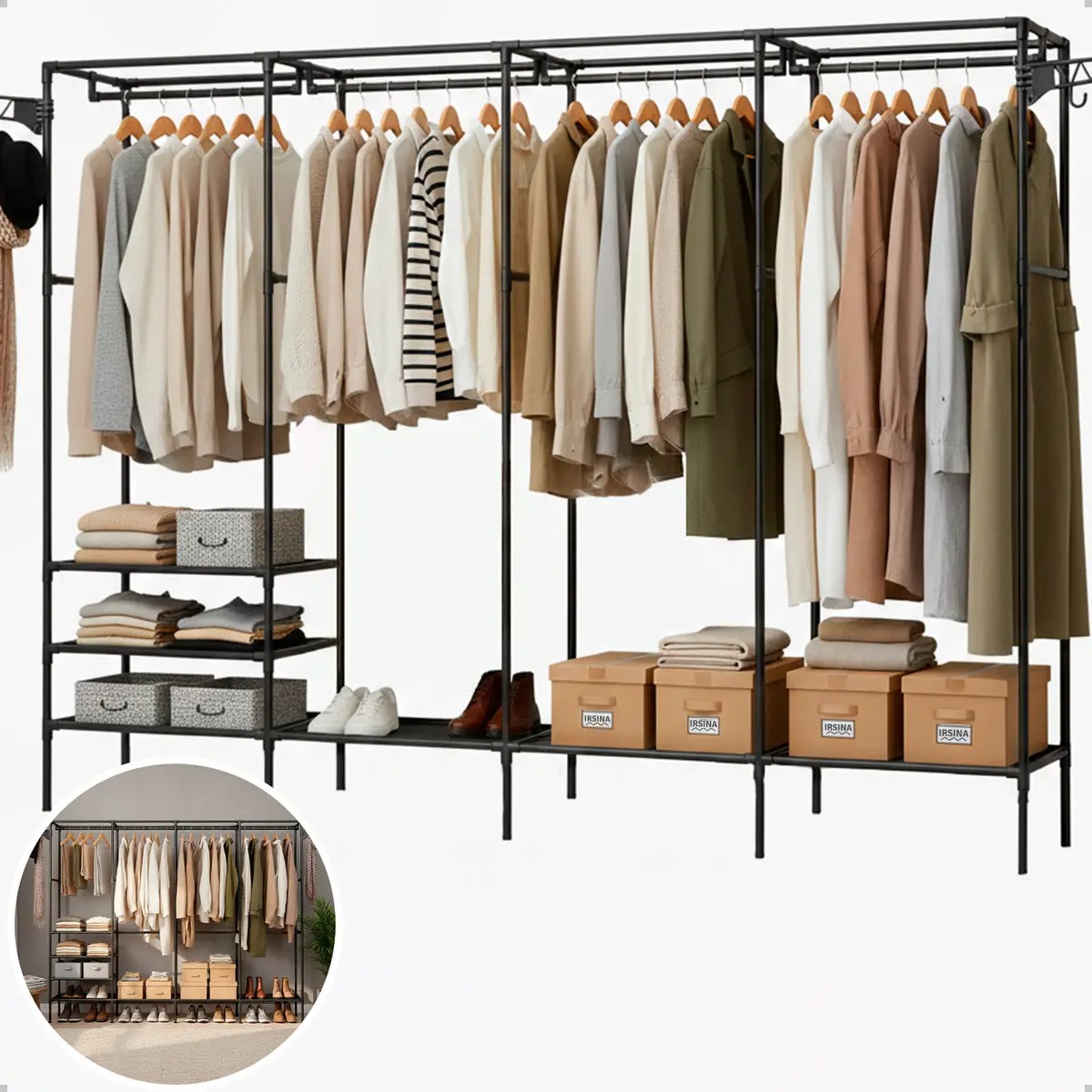 Closet Aberto Irsina: organize tudo com 10 prateleiras! ✨