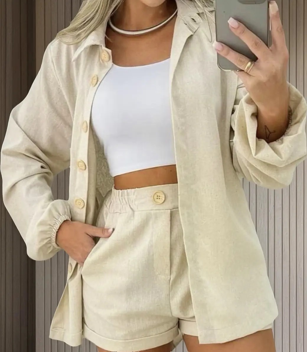 Conjunto Linho com Camisa e Short