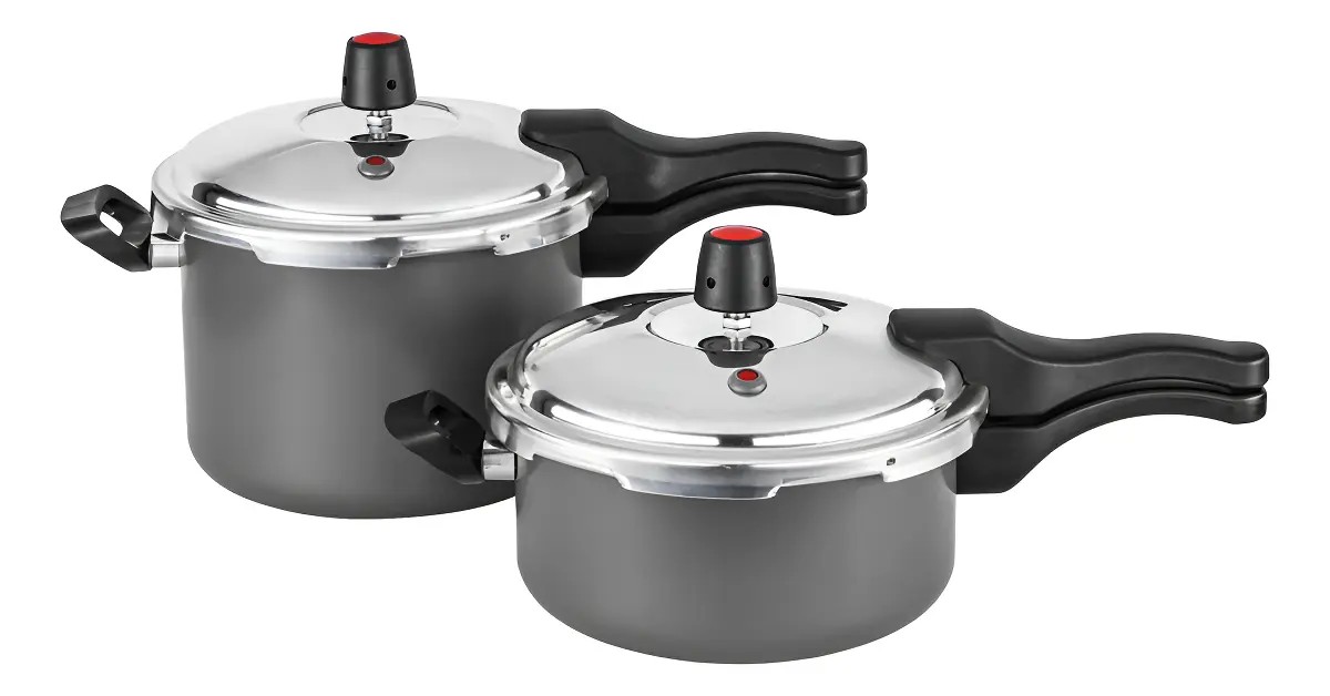 Kit 2 panelas de pressão 4,5L+3L grafite antiaderente! Cozinhe fácil! ✨