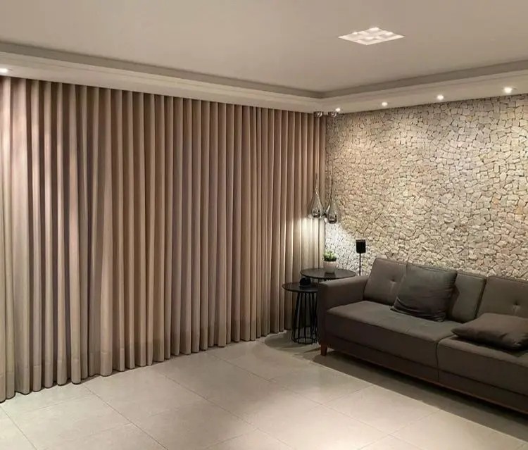 Cortina Trilho Duplo Gaze Linho C/ Blackout 100% 6m X 2,70m
