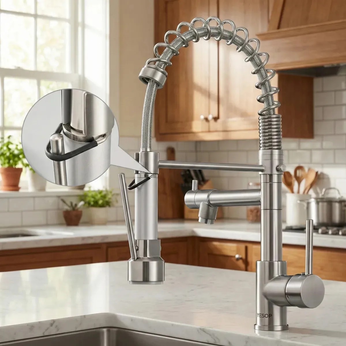 Torneira Cozinha Gourmet Monocomando YESOP, Aço Inox 304