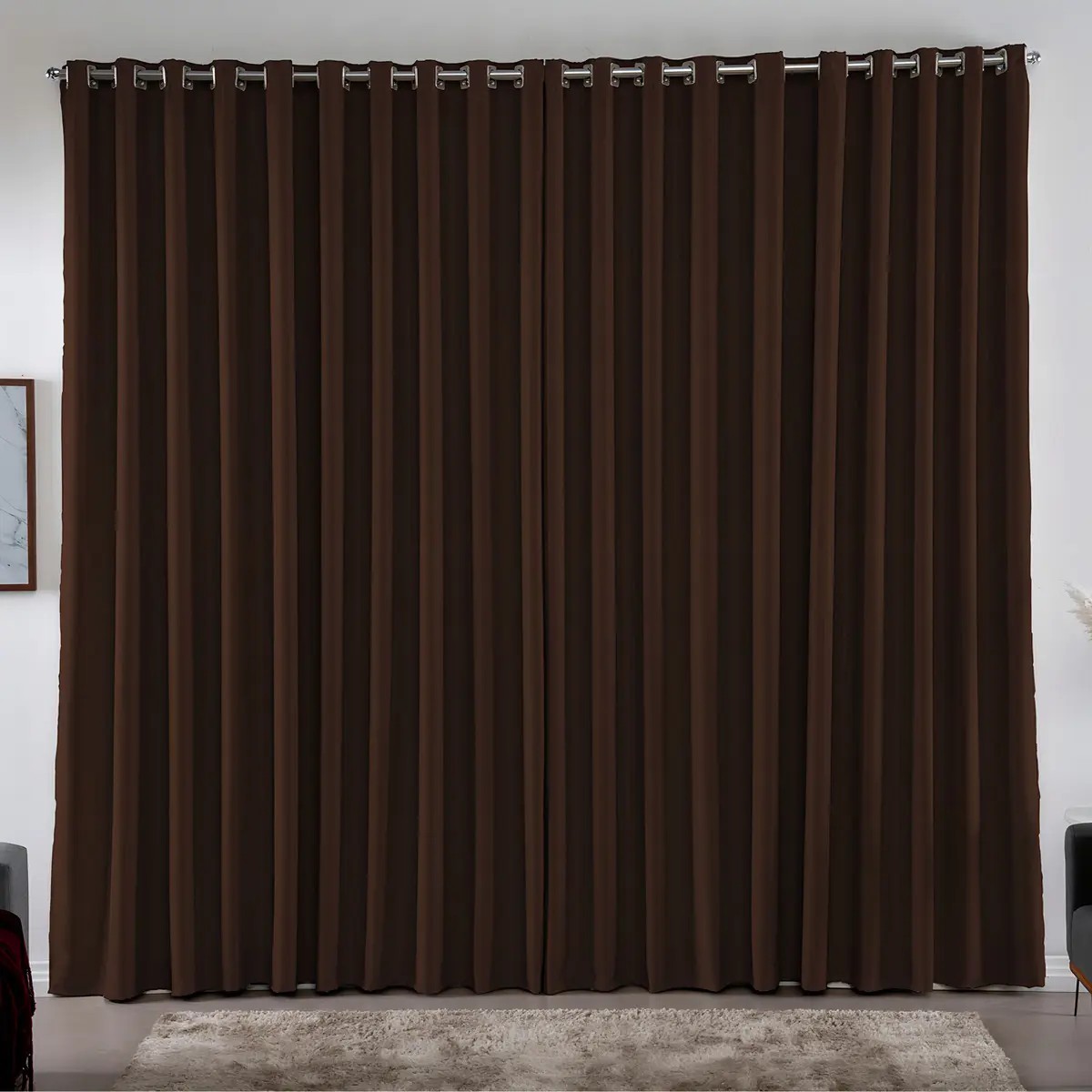 Cortina 2,00x1,80m Blackout Blecaute Tabaco Corta Luz Casa Laura Enxovais