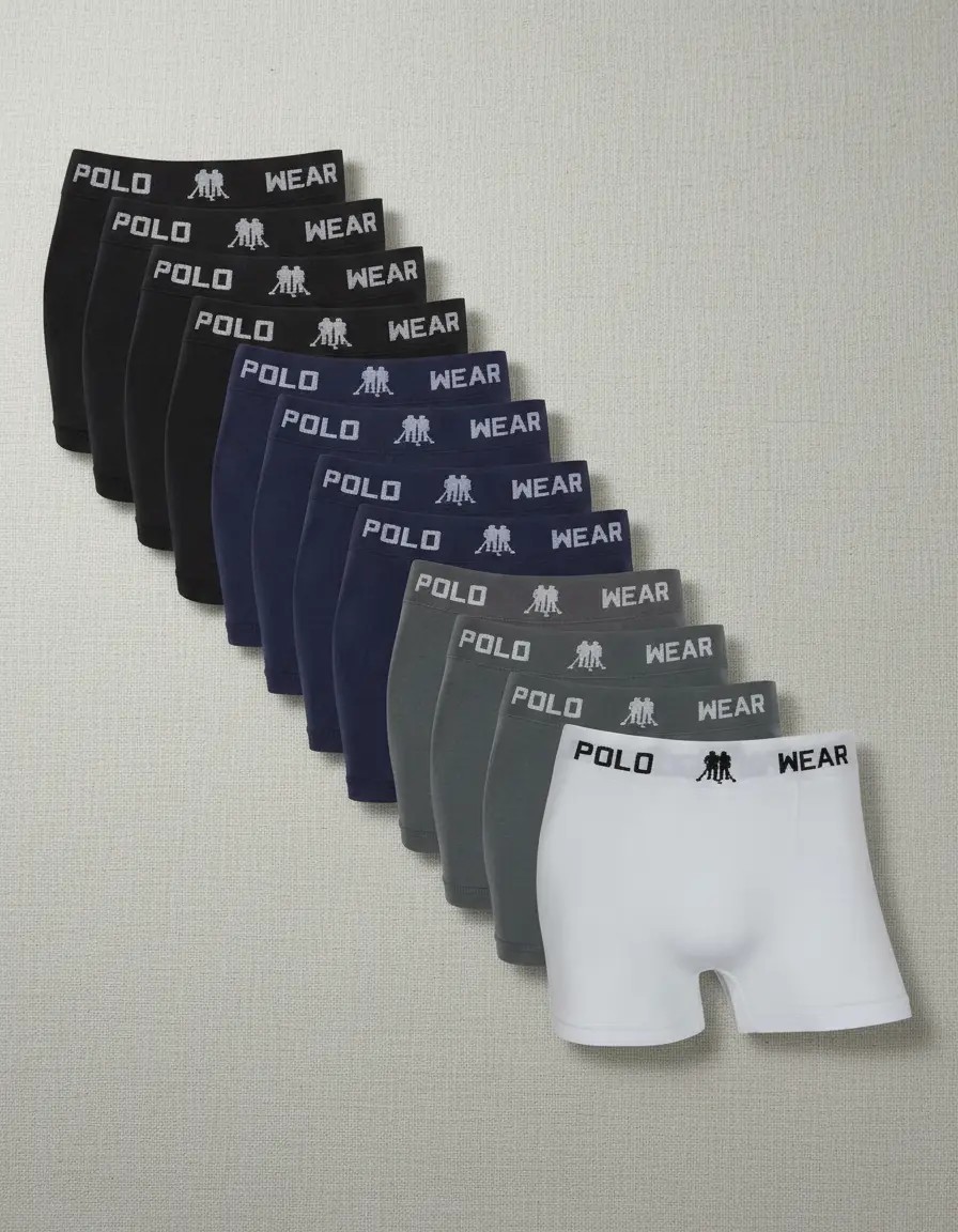 Kit 12 Cuecas Boxer Polo Wear - Tamanho P